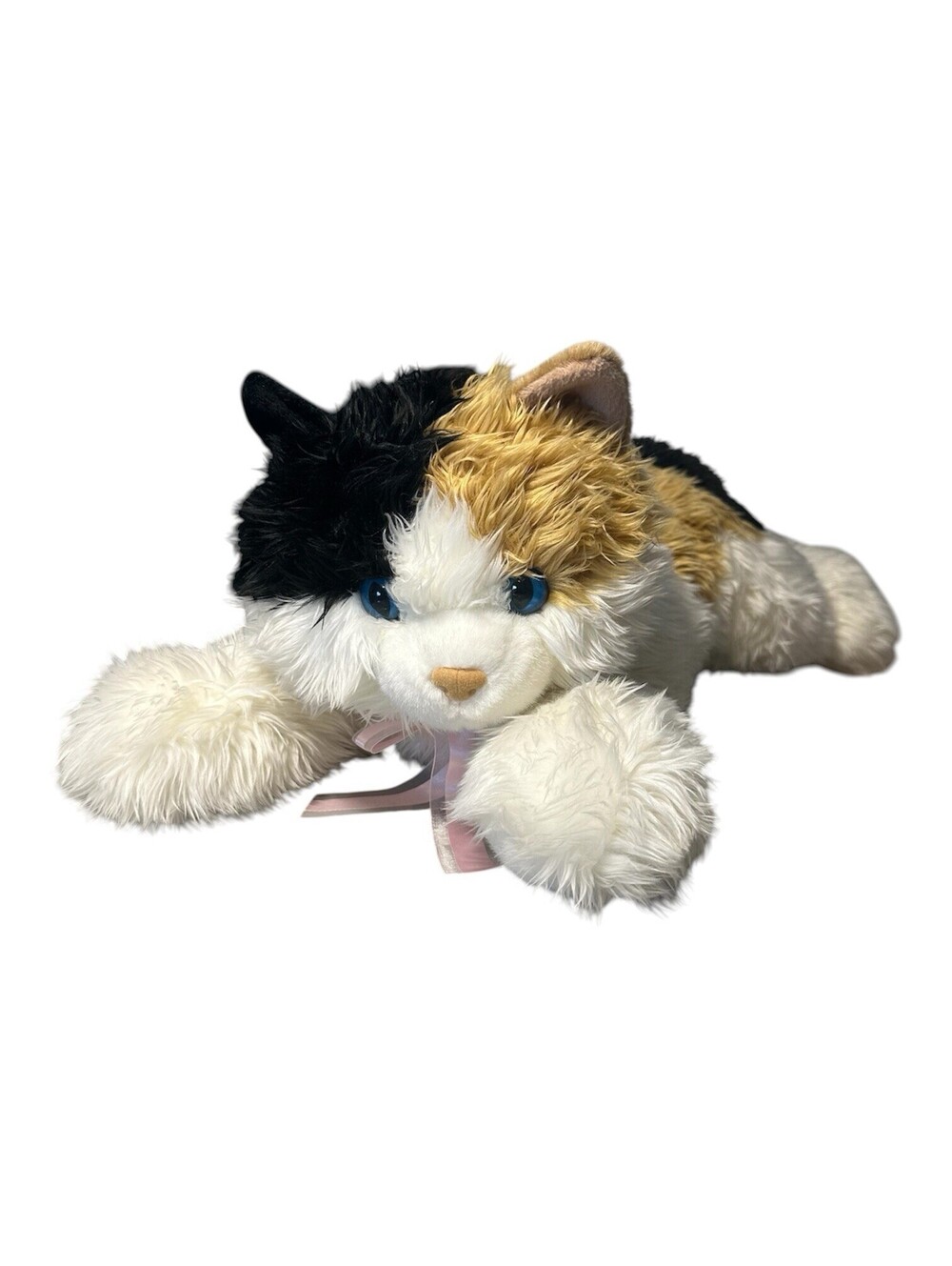 Vintage Aurora Esmeralda Calico Cat Pink Bow 27” Plush Large Stuffed Animal Toy